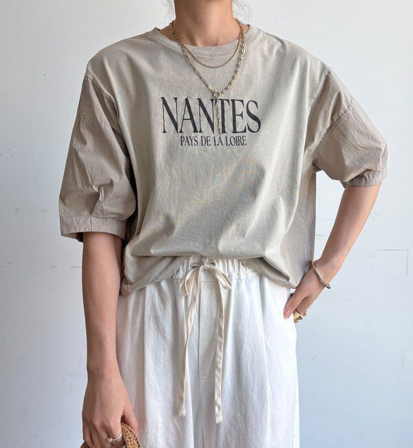  「【WEB限定】異素材切替ワイドロゴTEE」|Tシャツ・カットソー|