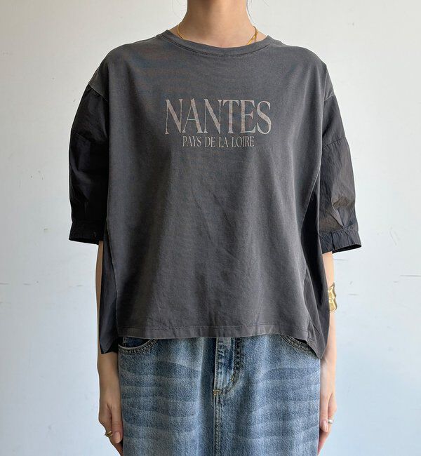  「【WEB限定】異素材切替ワイドロゴTEE」|Tシャツ・カットソー|
