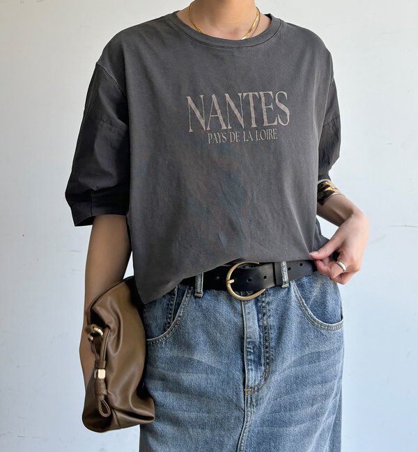  「【WEB限定】異素材切替ワイドロゴTEE」|Tシャツ・カットソー|