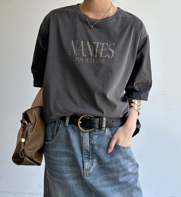  「【WEB限定】異素材切替ワイドロゴTEE」|Tシャツ・カットソー|
