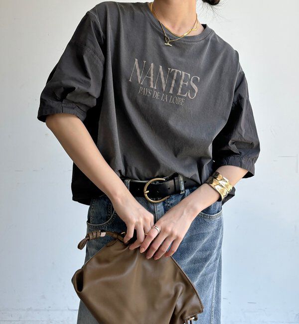  「【WEB限定】異素材切替ワイドロゴTEE」|Tシャツ・カットソー|