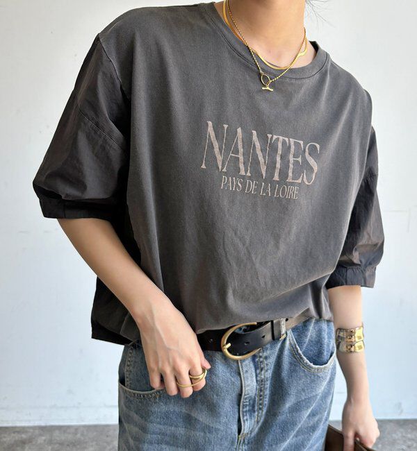  「【WEB限定】異素材切替ワイドロゴTEE」|Tシャツ・カットソー|