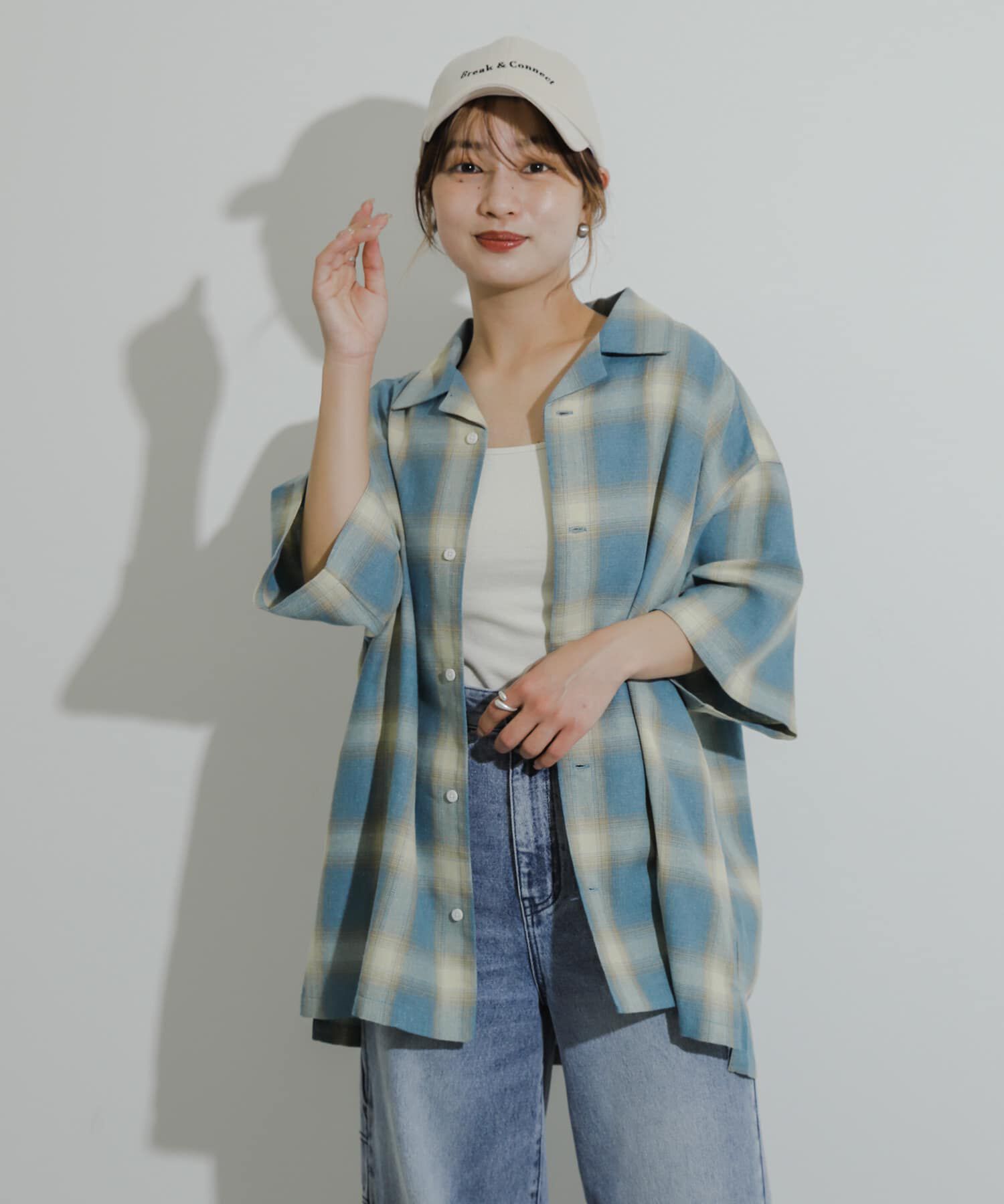 SENSE OF PLACE by URBAN RESEARCH「『Sサイズあり』『ユニセックス』オンブレチェックオープンカラーシャツ」|シャツ・ブラウス|