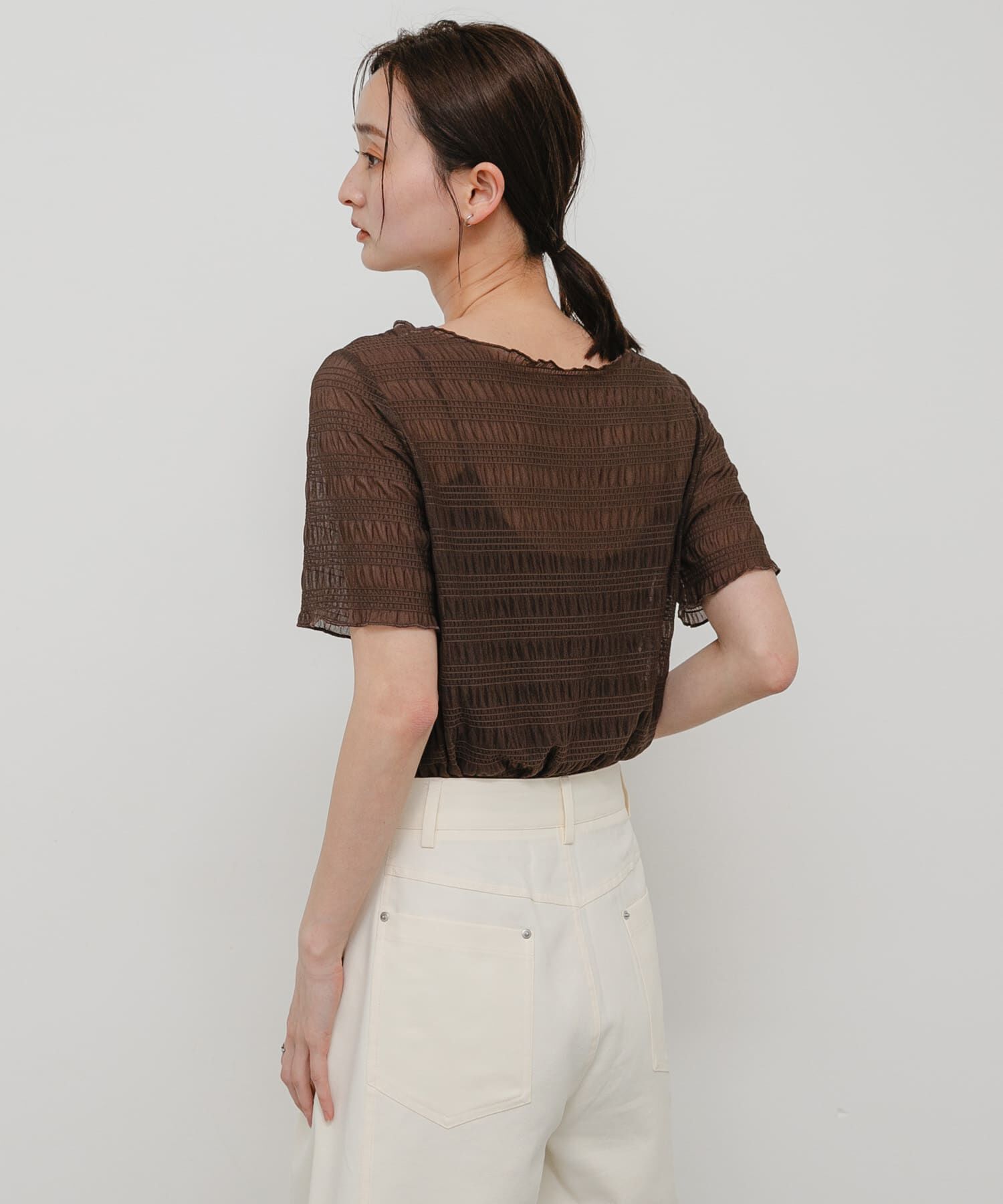 SENSE OF PLACE by URBAN RESEARCH「シャーリングシアートップ(5分袖)」|Tシャツ・カットソー|