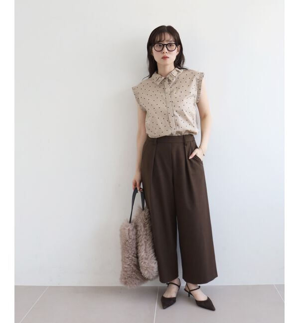  「ウールライクフロントタックワイドクロップドパンツ」|その他|
