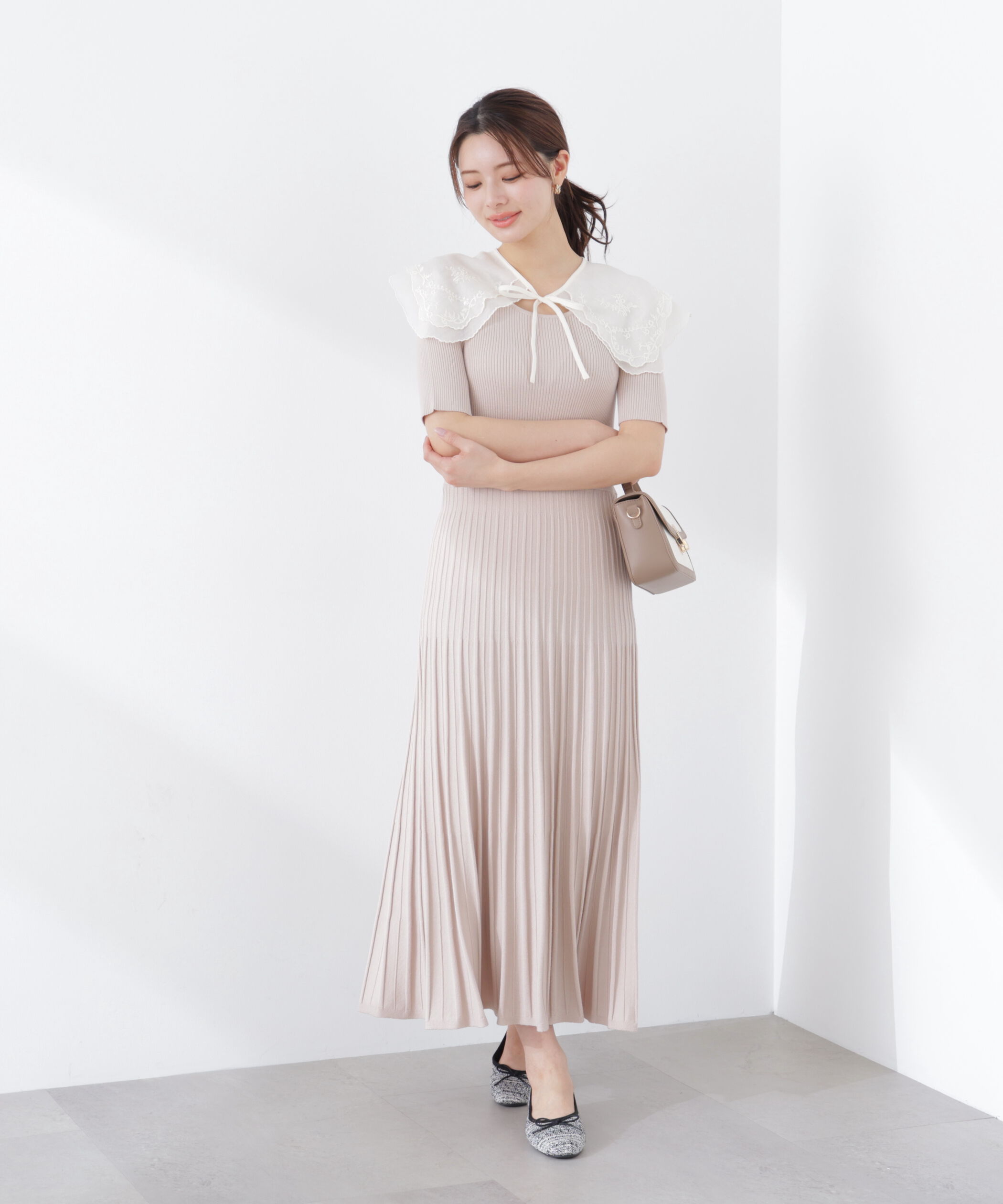 PROPORTION BODY DRESSING「《EDIT COLOGNE》レースカラー2wayニットワンピース　26SS」|ワンピース|