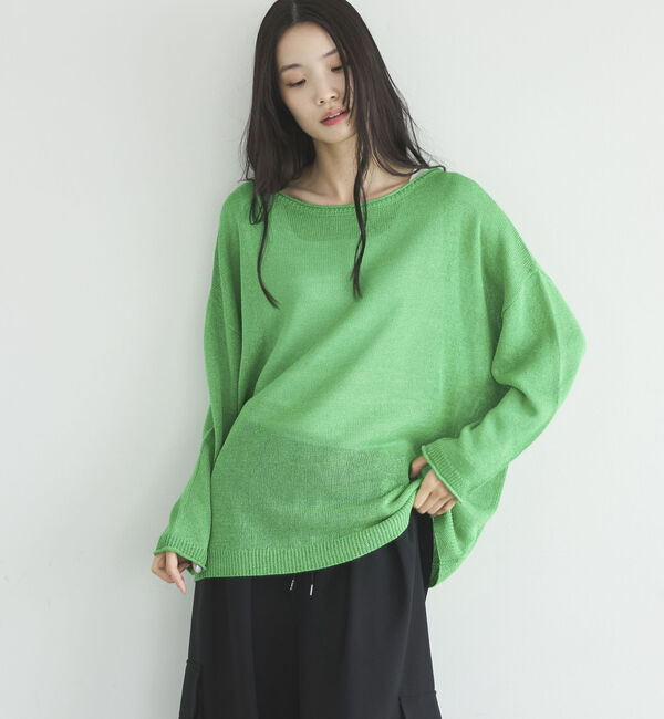 Doux archives「ペーパーヤーンプルオーバー」|ニット・セーター|GREEN