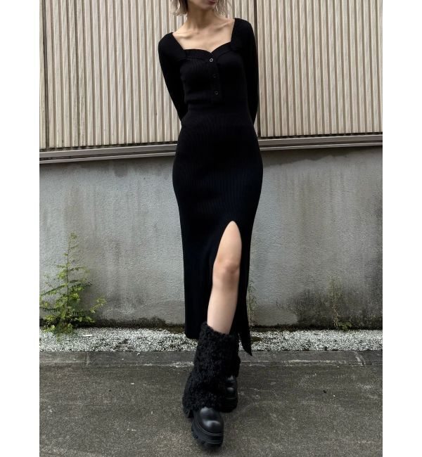 EMODA「フロントボタンリブニットワンピース」|ワンピース|