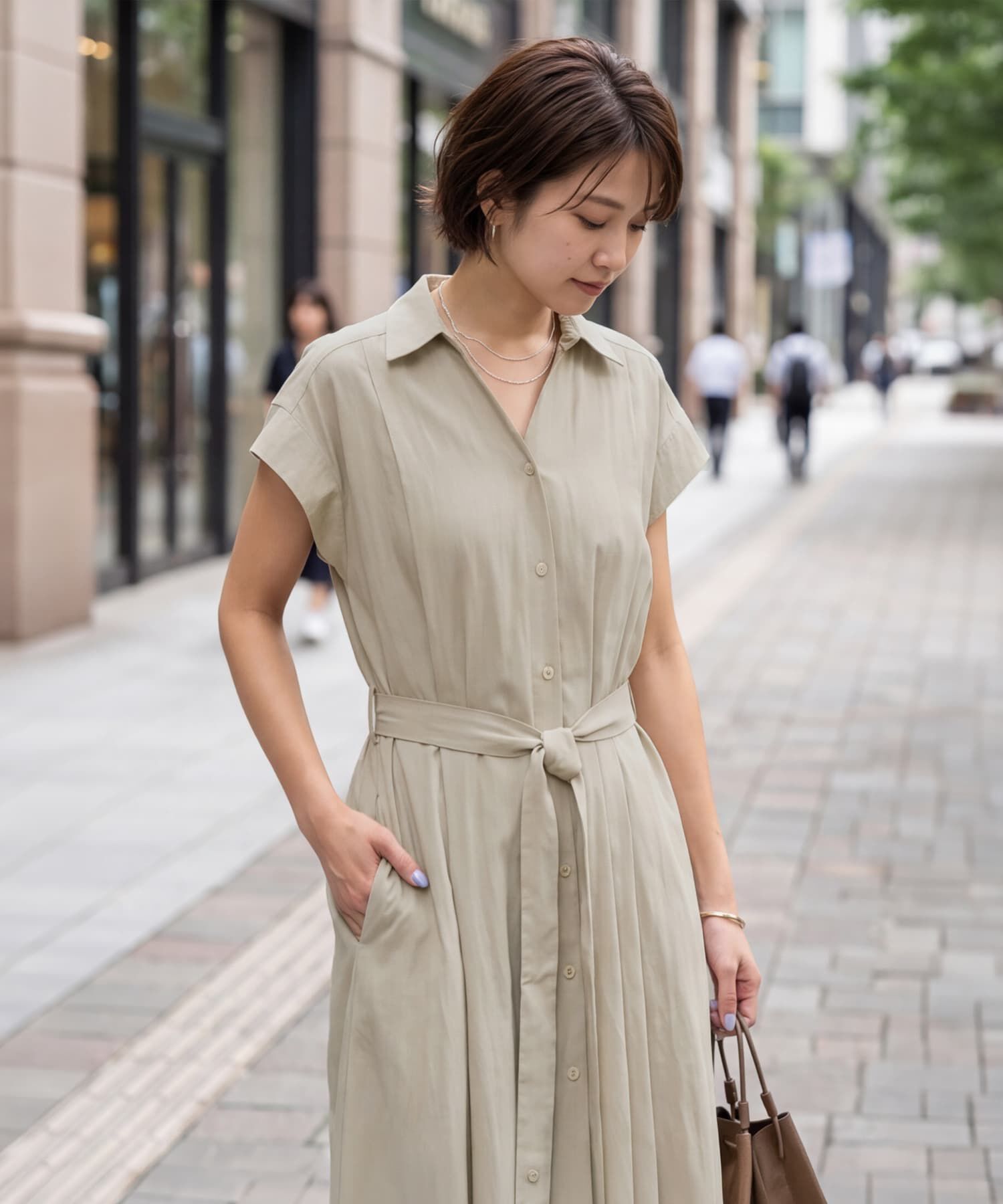 STYLE DELI「綿混ニュアンス質感シャツワンピース」|ワンピース|