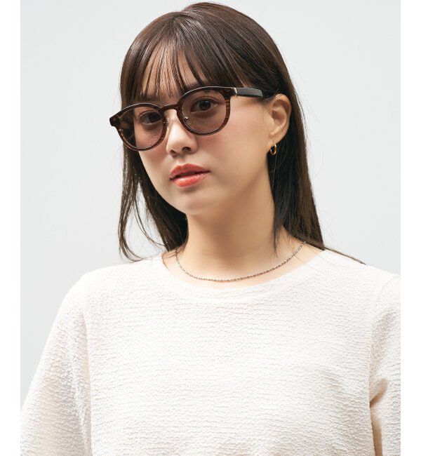  「Zoff｜UNITED ARROWS ボストン型｜サングラス ユナイテッドアローズ｜カラーレンズ｜黒縁 ｜UVカット」|サングラス|薄ブラウン1