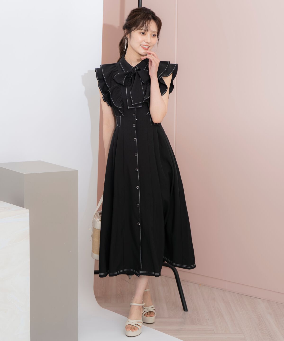 WILLSELECTION「リボンタイタックウエストシャツワンピース」|ワンピース|