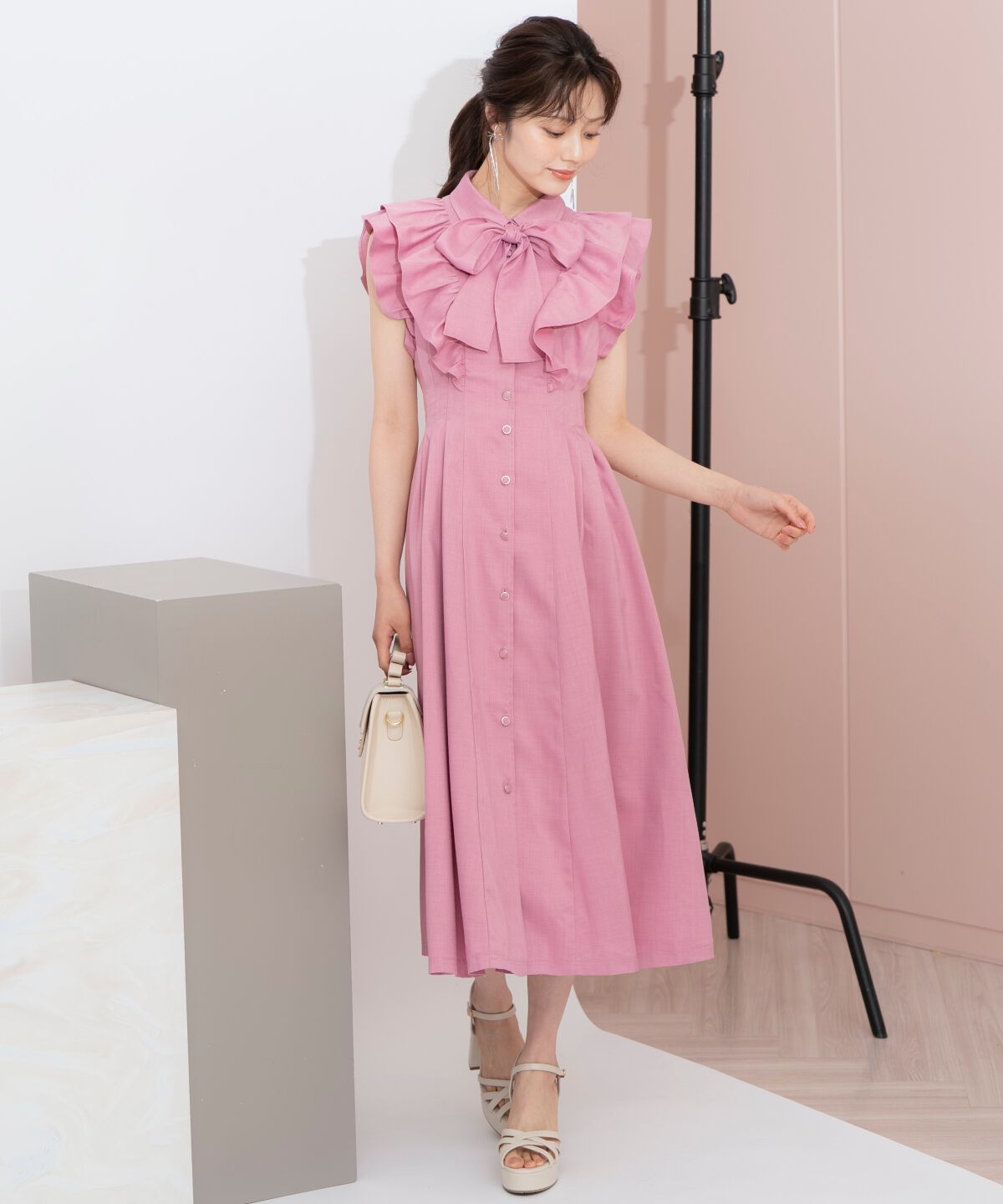 WILLSELECTION「リボンタイタックウエストシャツワンピース」|ワンピース|