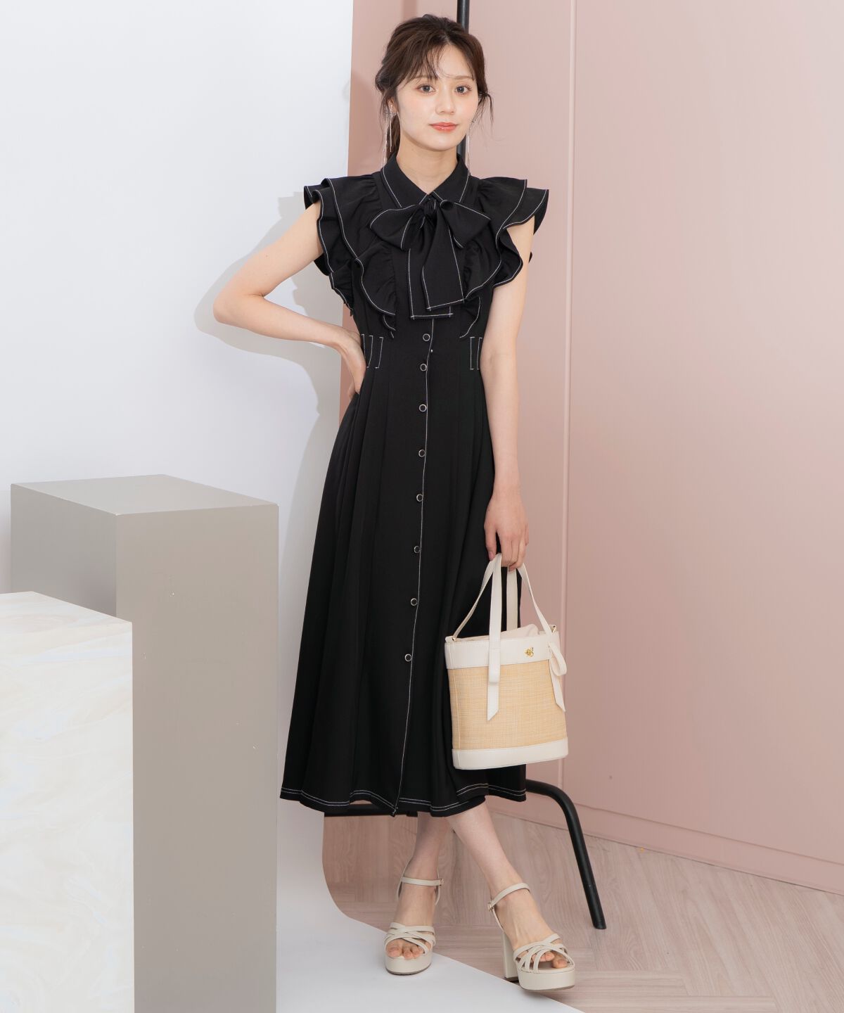 WILLSELECTION「リボンタイタックウエストシャツワンピース」|ワンピース|