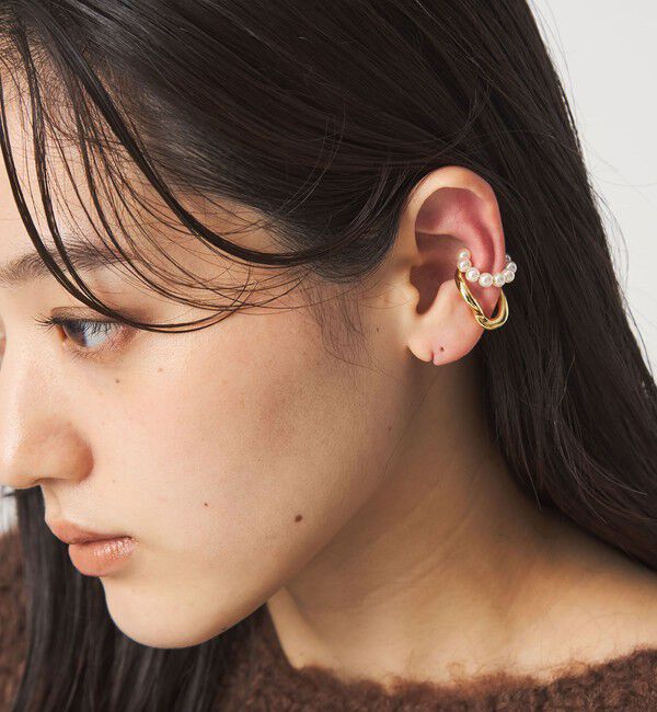 UNITED ARROWS green label relaxing「【WEB限定】2本セット イヤーカフ（ホワイトパーツ）/ イヤカフ」|イヤリング|GOLD