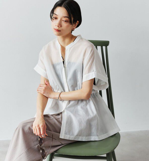 UNITED ARROWS green label relaxing「【結論シリーズ】ギャザーハイウエストブラウス［size SHORTあり］」|シャツ・ブラウス|