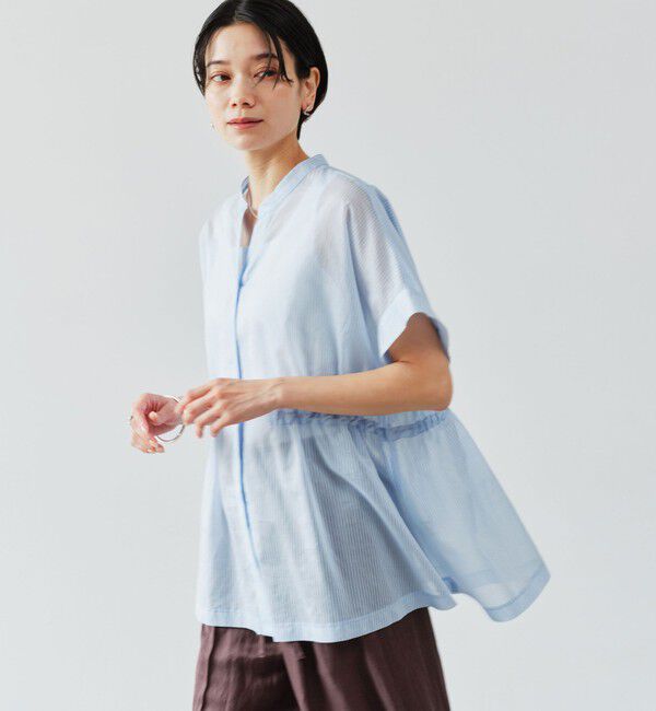 UNITED ARROWS green label relaxing「【結論シリーズ】ギャザーハイウエストブラウス［size SHORTあり］」|シャツ・ブラウス|