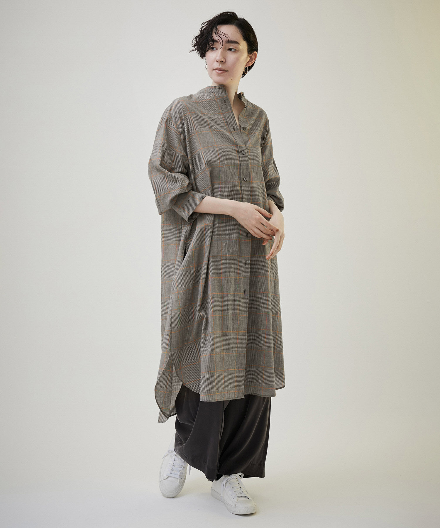 SALON adam et rope'「【NIPPON CULTURE】【洗える】コットンワッシャーローンロングシャツ」|シャツ・ブラウス|