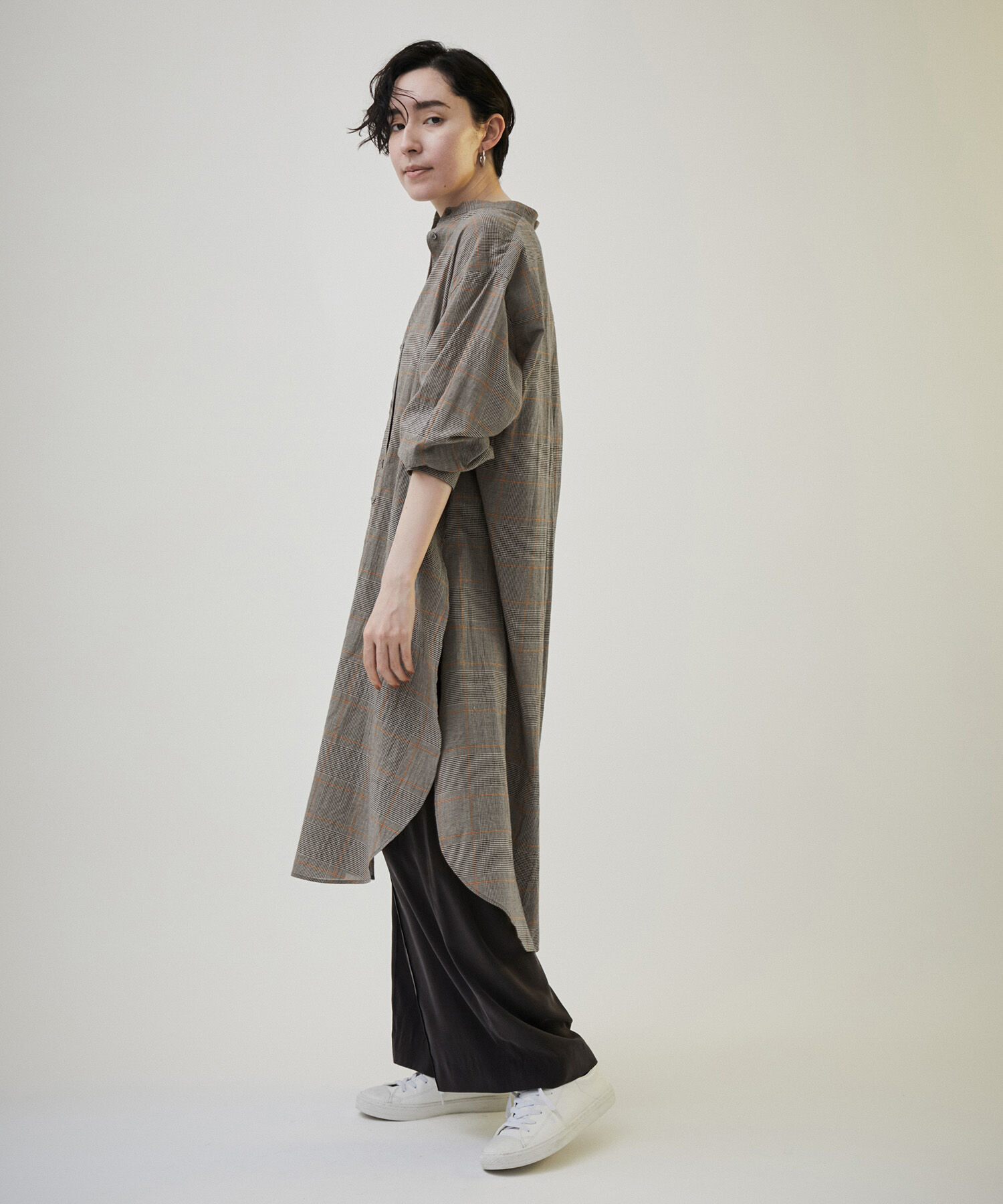 SALON adam et rope'「【NIPPON CULTURE】【洗える】コットンワッシャーローンロングシャツ」|シャツ・ブラウス|