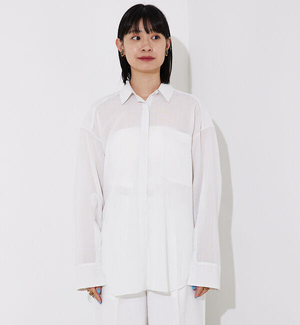 Rouge vif「【セットアップ対応】シアースリットスリーブボイルシャツ」|シャツ・ブラウス|