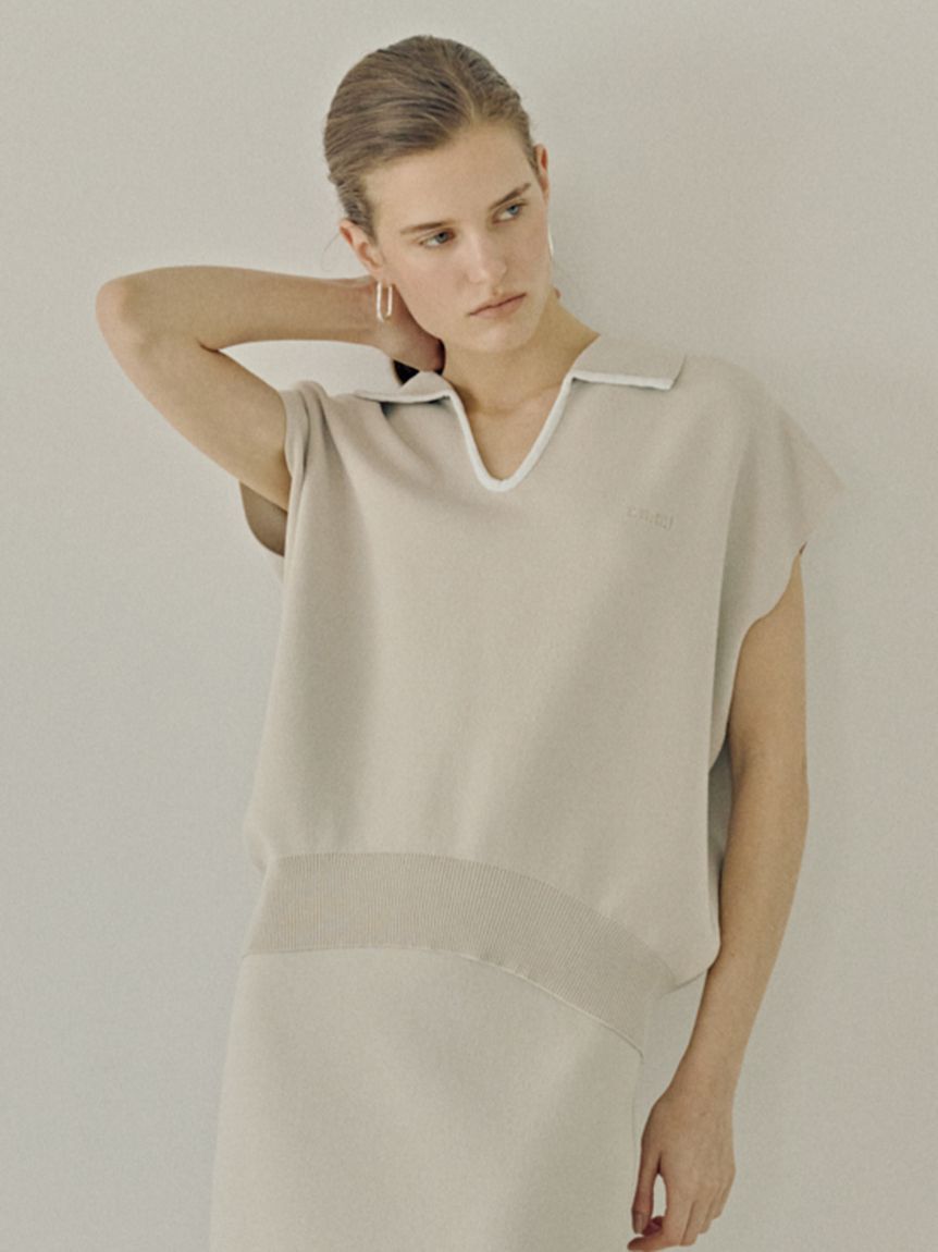 emmi atelier「エフォートレスポロニット【セットアップ対応】/ウォッシャブル/UVカット/接触冷感」|ニット・セーター|LBEG