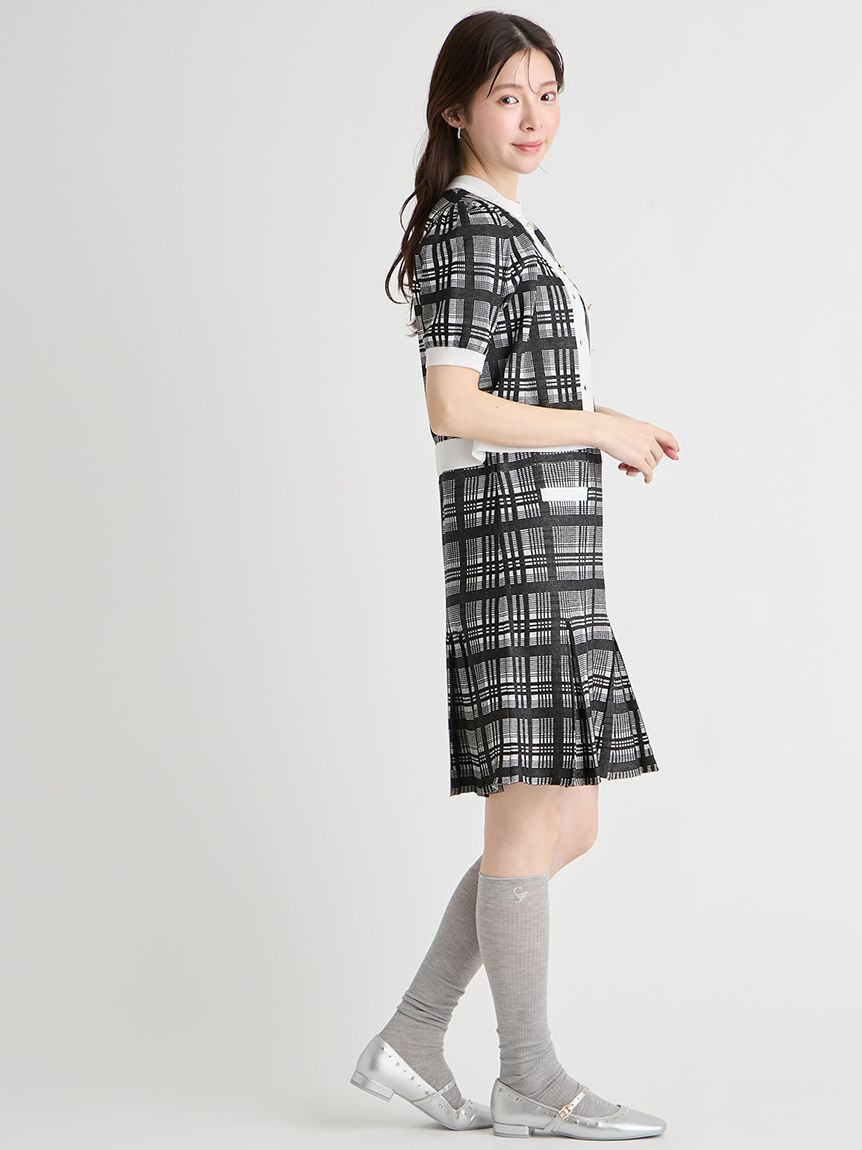 CELFORD「【洗える】【WEB限定カラー】チェックジャカードミニニットワンピースセット」|ワンピース|