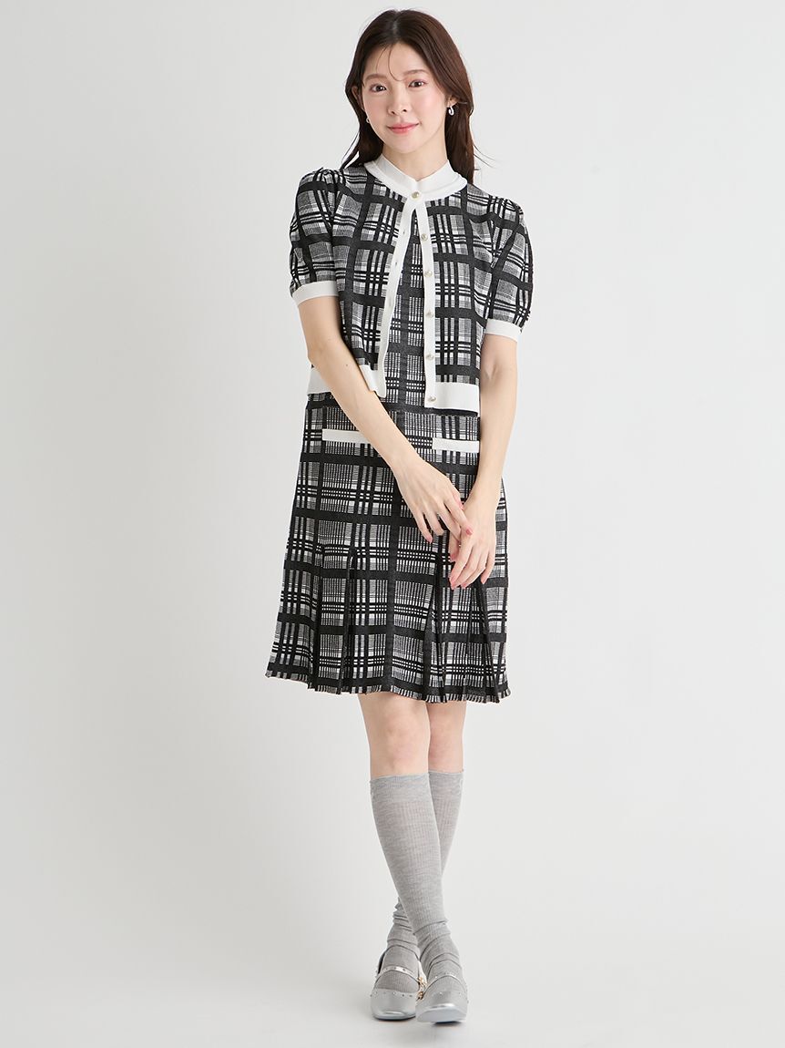 CELFORD「【洗える】【WEB限定カラー】チェックジャカードミニニットワンピースセット」|ワンピース|