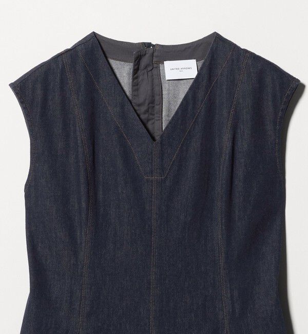 UNITED ARROWS「ステッチ Vネック デニムワンピース」|ワンピース|