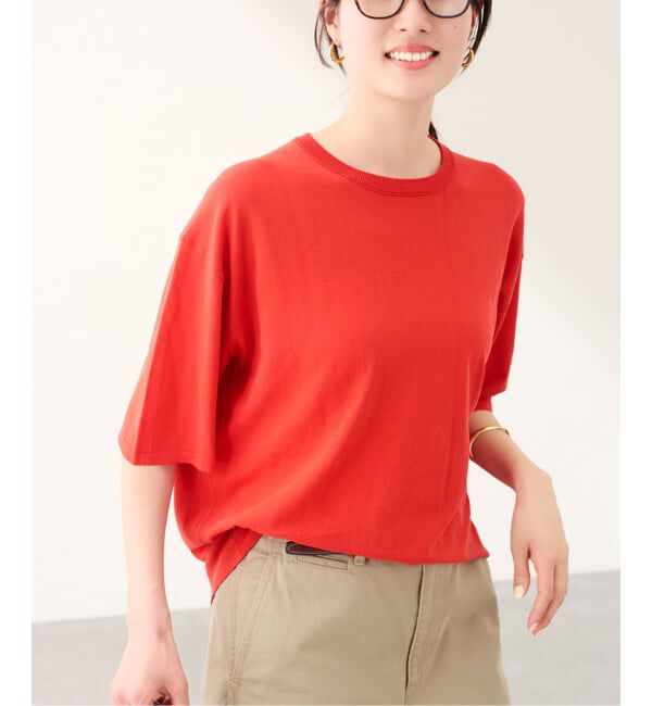 FRAMeWORK「18ゲージニットTシャツ」|ニット・セーター|レッド