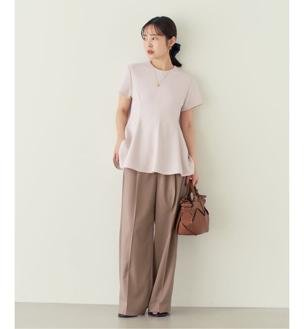 NOBLE「《追加・セットアップ対応》【洗える】コンフォートジャージーライクペプラムブラウス」|シャツ・ブラウス|