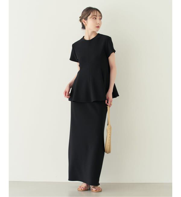 NOBLE「《追加・セットアップ対応》【洗える】コンフォートジャージーライクペプラムブラウス」|シャツ・ブラウス|