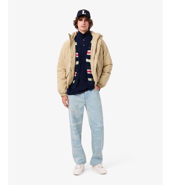 LACOSTE「アルパカブレンドボーダーニットカーディガン」|カーディガン|