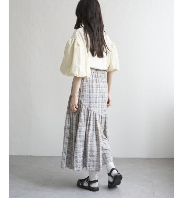 VENCE share style「ドビーチェック切り替えスカート」|スカート|