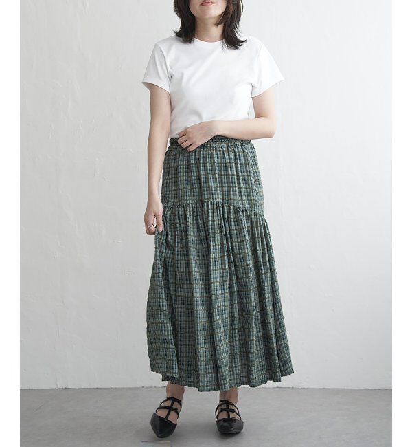 VENCE share style「ドビーチェック切り替えスカート」|スカート|