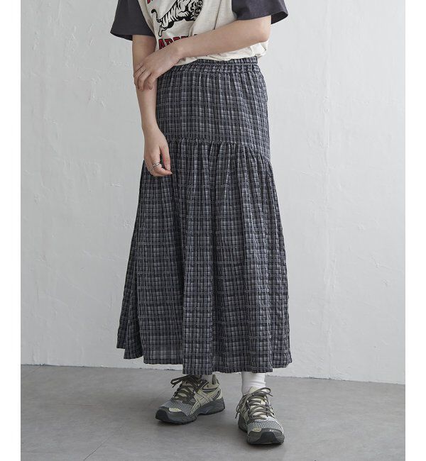 VENCE share style「ドビーチェック切り替えスカート」|スカート|