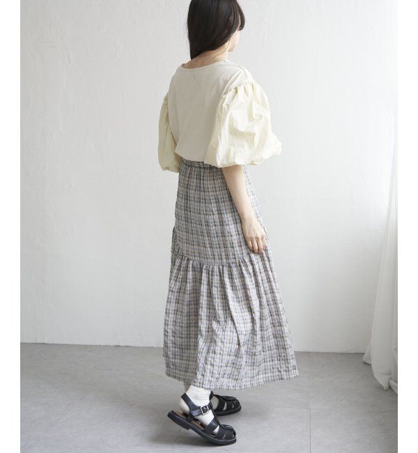 VENCE share style「ドビーチェック切り替えスカート」|スカート|