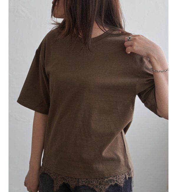 VENCE share style「裾レースレイヤード風Tシャツ」|Tシャツ・カットソー|