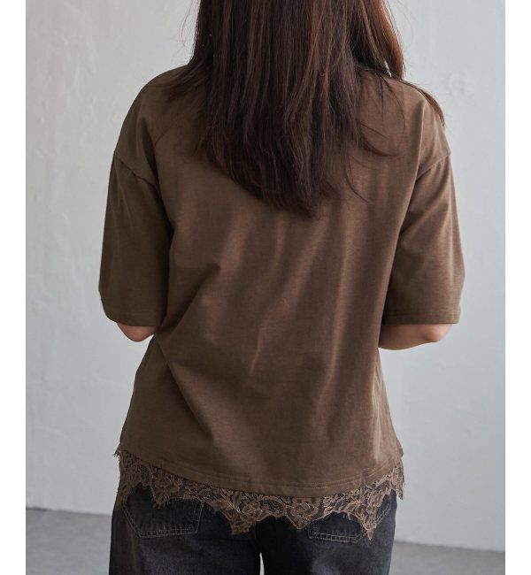VENCE share style「裾レースレイヤード風Tシャツ」|Tシャツ・カットソー|