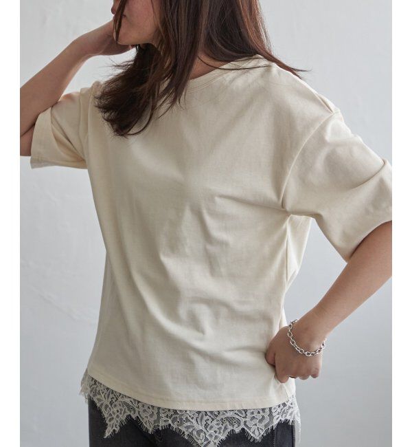 VENCE share style「裾レースレイヤード風Tシャツ」|Tシャツ・カットソー|