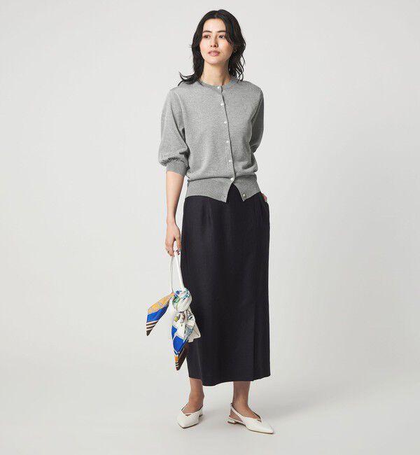 UNITED ARROWS green label relaxing「ラメ フォルム ハーフスリーブ ニット カーディガン ウォッシャブル」|カーディガン|