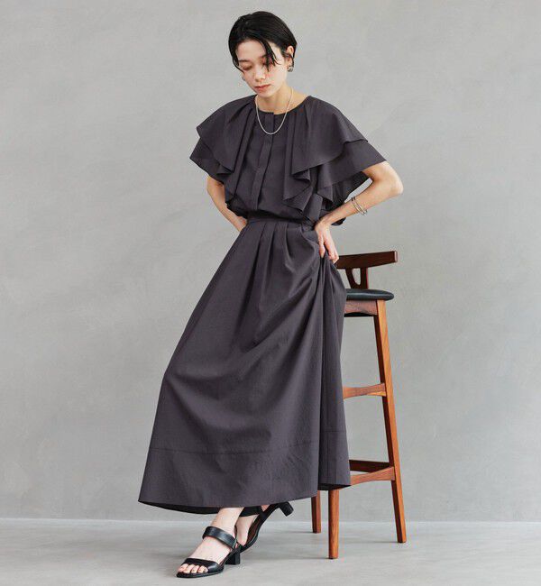 UNITED ARROWS green label relaxing「Breeze Cool  ラッフル ブラウス マシンウォッシャブル 吸水速乾 通気性 UVカット」|シャツ・ブラウス|