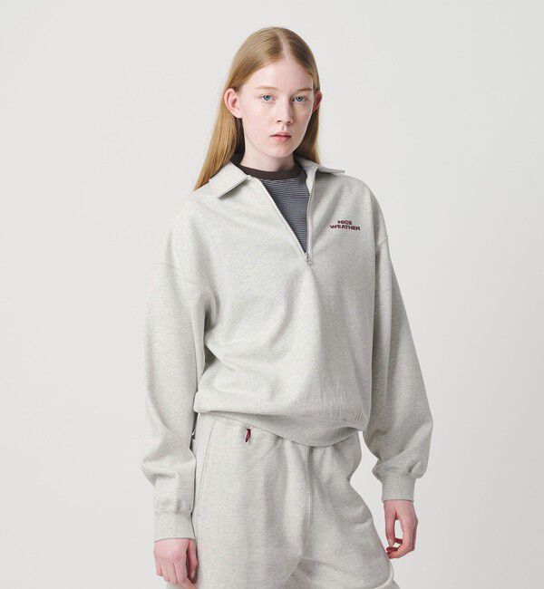 NICE WEATHER「＜NICE WEATHER＞ロゴ スウェットハーフジップ」|スウェット・ジャージ|LT.GRAY