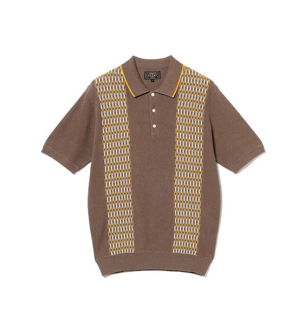 BEAMS PLUS「Knit Polo Front Stripe Jacquard」|ポロシャツ|