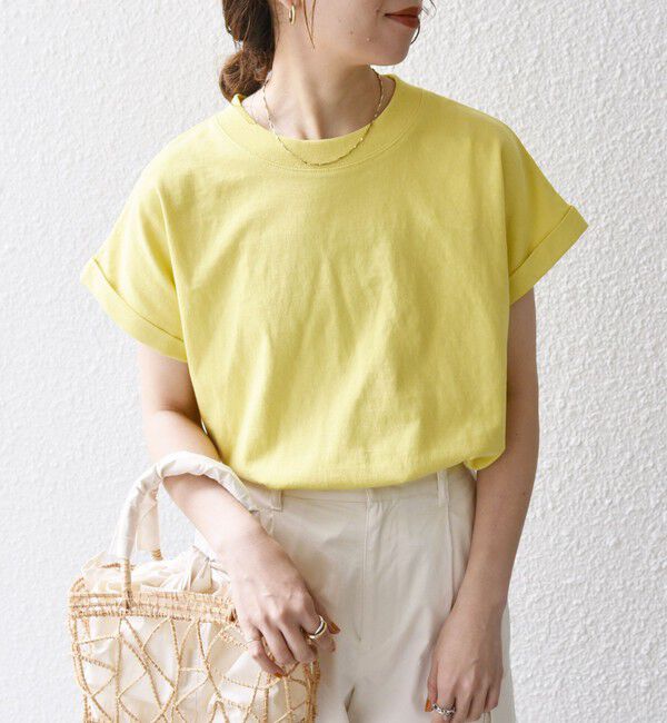 SHIPS any「《一部追加予約》SHIPS any:〈抗菌防臭/洗濯機可能〉USAコットン フレンチスリーブ TEE」|Tシャツ・カットソー|イエロー