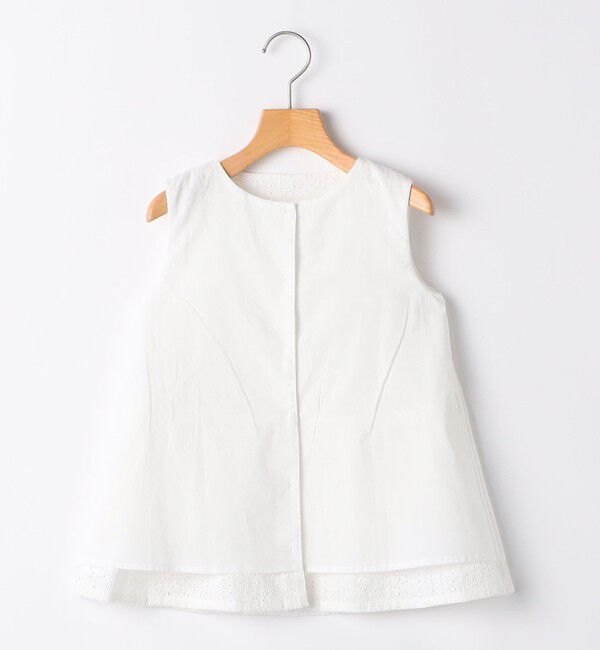 SHIPS KIDS「SHIPS KIDS:140～150cm / レース ペプラム ノースリーブ ブラウス」|シャツ・ブラウス|