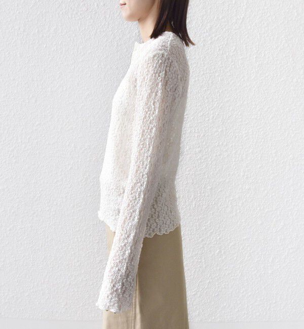 SHIPS for women「〈手洗い可能〉ラッセル レース ヘンリー ネック 2WAY プルオーバー」|Tシャツ・カットソー|