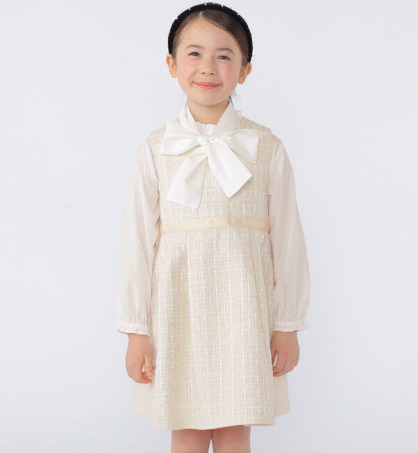 SHIPS KIDS「SHIPS KIDS:110～130cm /セレモニー ラメ ツイード ジャンパースカート」|ワンピース|