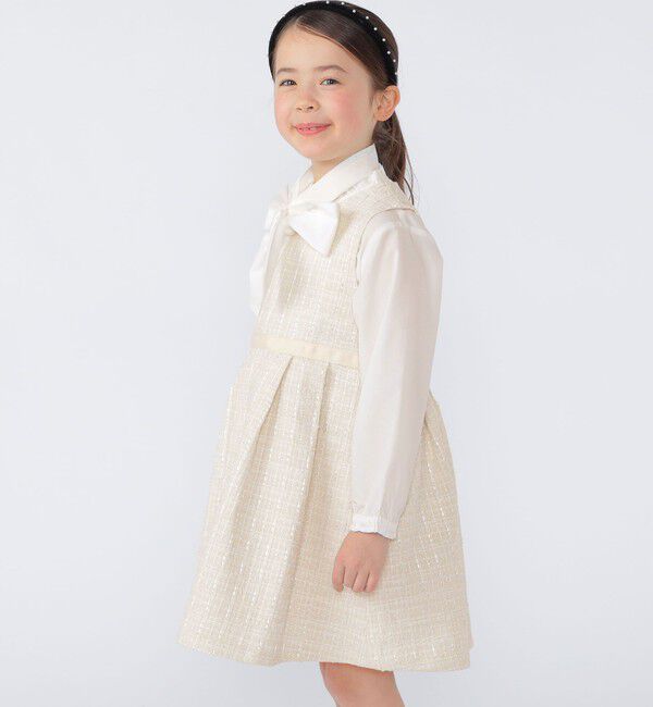 SHIPS KIDS「SHIPS KIDS:110～130cm /セレモニー ラメ ツイード ジャンパースカート」|ワンピース|