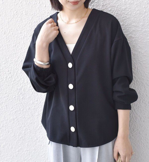 SHIPS Colors 「SHIPS Colors:〈手洗い可能〉カット ジョーゼット Vネック カーディガン（セットアップ対応可能）」|カーディガン|