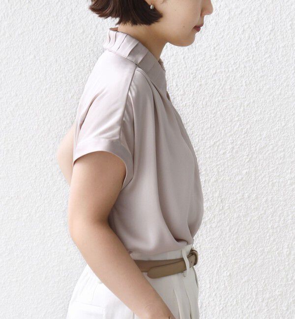 SHIPS for women「《予約》【WEB限定】〈手洗い可能〉サテン 襟 タック デザイン ブラウス」|シャツ・ブラウス|