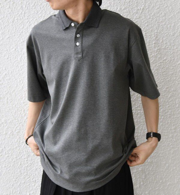 SHIPS any「SHIPS any:〈接触冷感/遮熱/UVカット〉COOL TOUCH スムース デザイン リブ 半袖 ポロシャツ◇」|Tシャツ・カットソー|